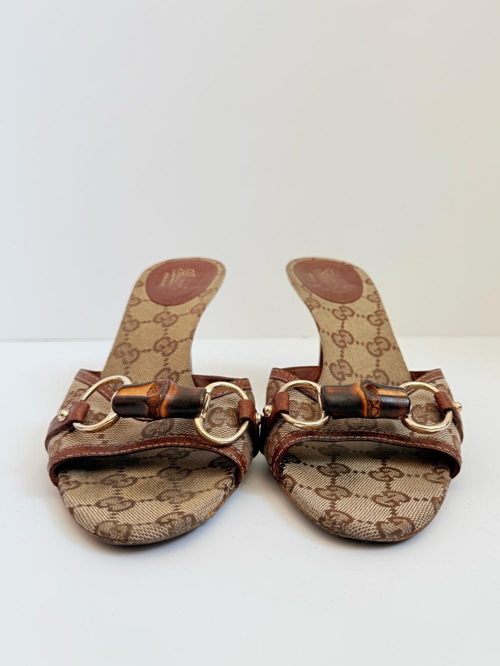 Gucci Tom Ford Era GG Canvas Bamboo Horsebit Mule Heels Archival Y2K Monogram 9 - Picture 3 of 9